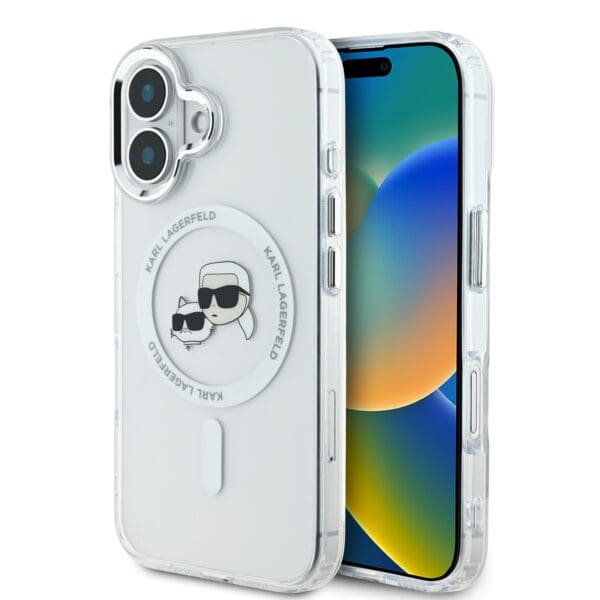 Karl Lagerfeld IML K&CH Heads Metal Frame MagSafe Transparent Kryt iPhone 16 Plus