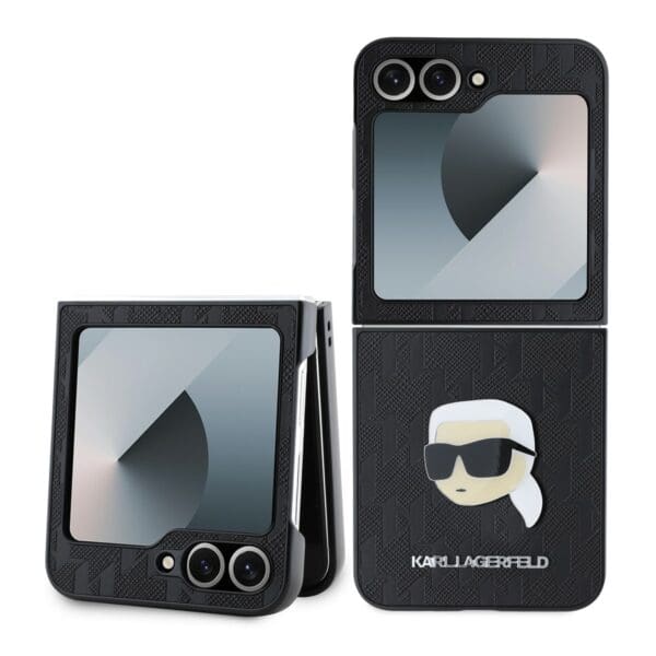 Karl Lagerfeld PU Saffiano Monogram Karl Head Black Kryt Samsung Galaxy Z Flip 6