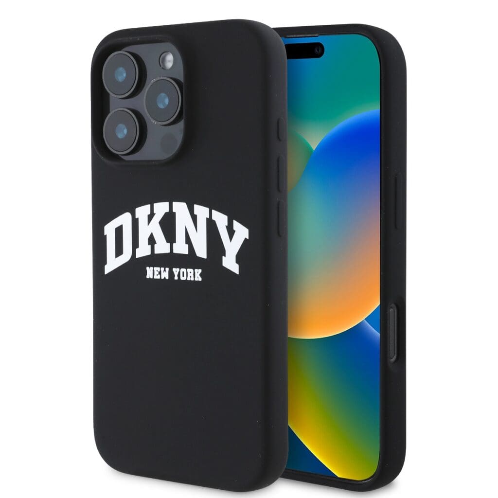 DKNY Liquid Silicone Arch Logo MagSafe Black Kryt iPhone 16 Pro Max