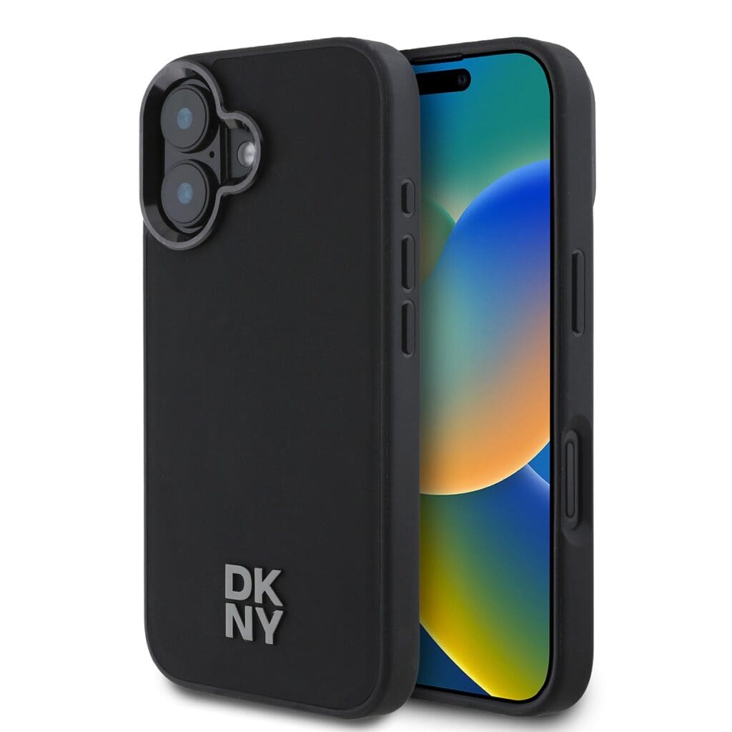 DKNY PU Leather Stack Logo MagSafe Black Kryt iPhone 16