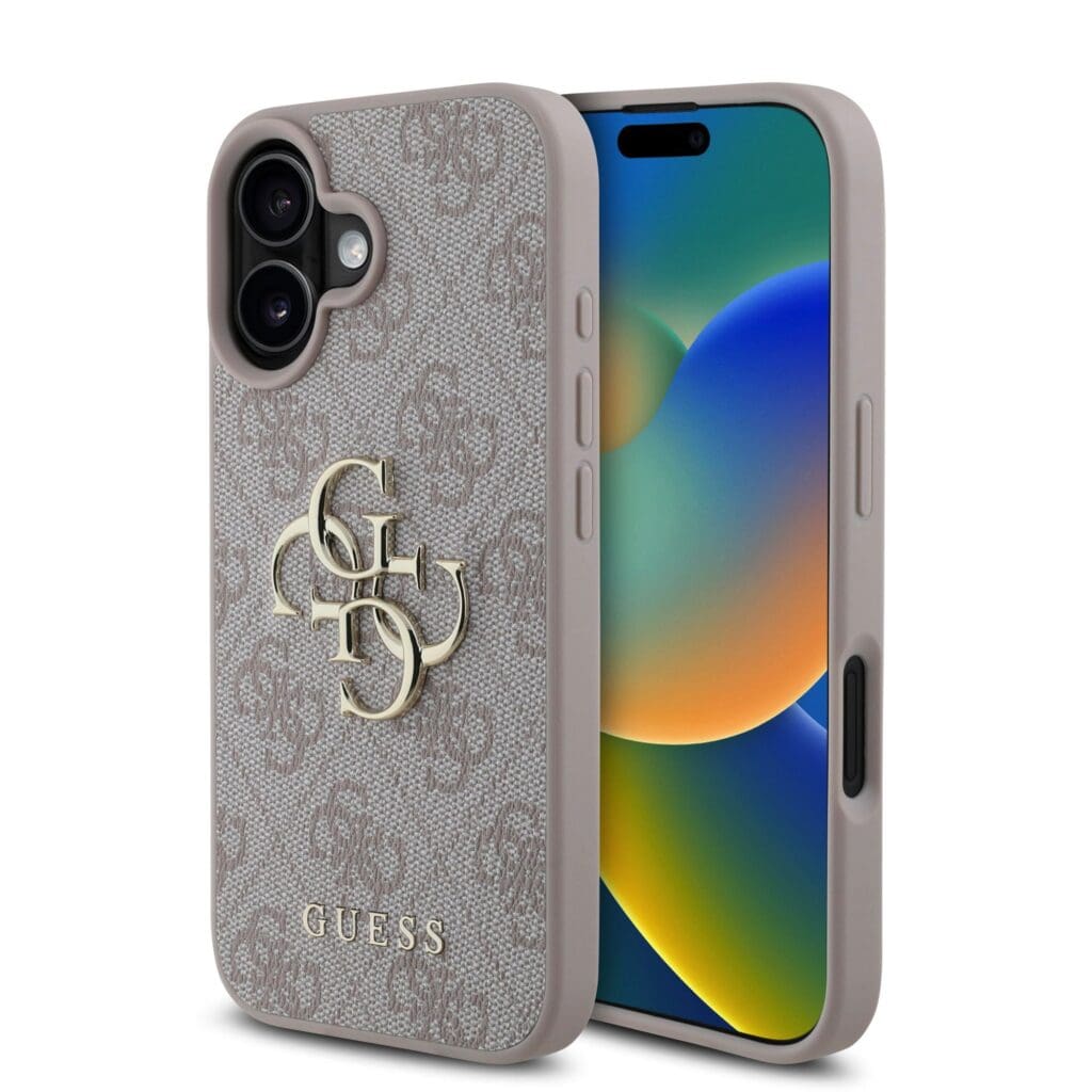 Guess PU 4G Metal Logo Pink Kryt iPhone 16 Plus