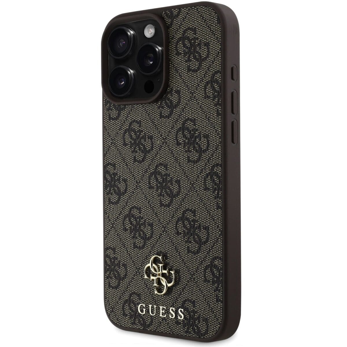 Guess PU 4G Small Metal Logo MagSafe Brown Kryt iPhone 16 Pro