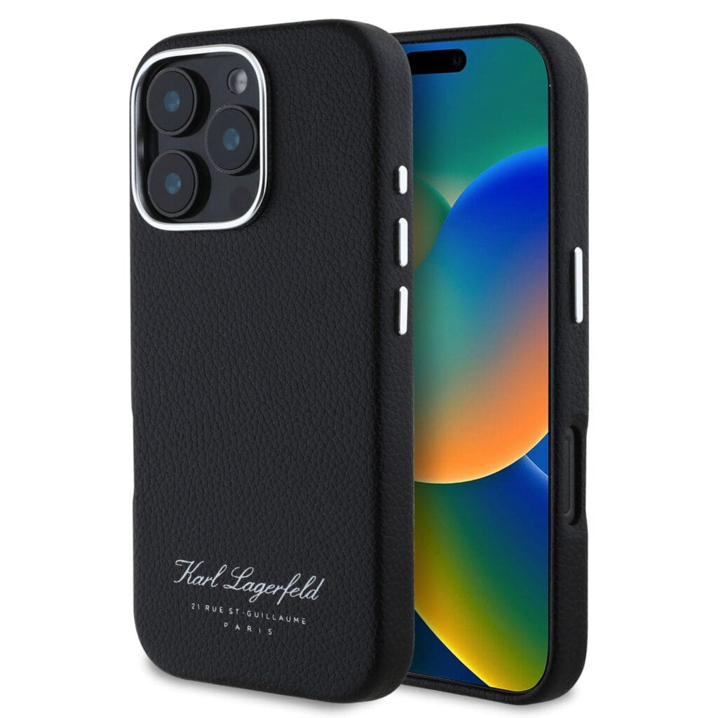 Karl Lagerfeld Grained PU Hotel RSG Black Kryt iPhone 16 Pro Max