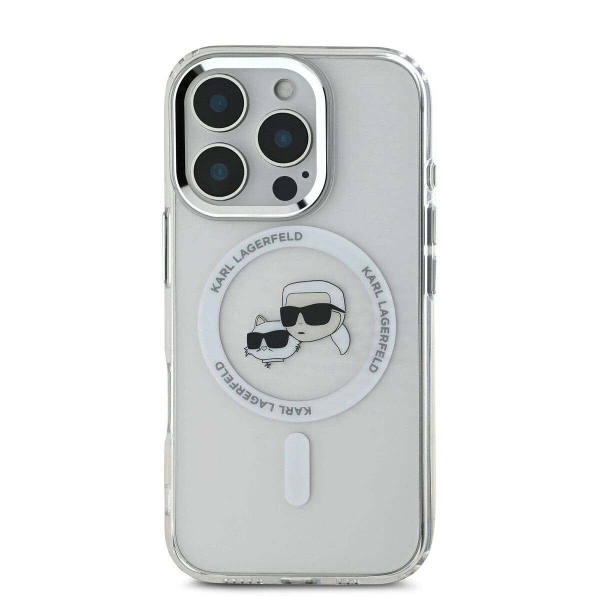 Karl Lagerfeld IML K&CH Heads Metal Frame MagSafe Transparent Kryt iPhone 16 Pro