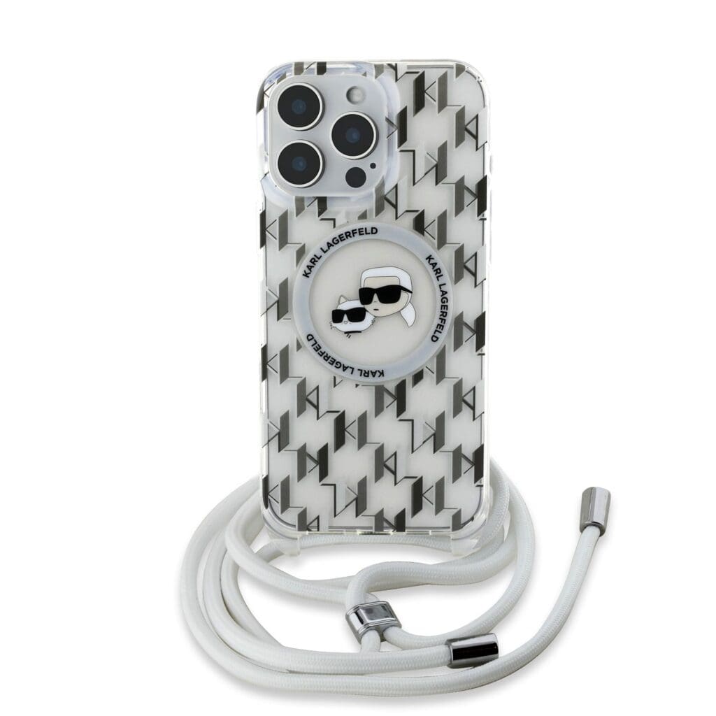 Karl Lagerfeld IML Monogram Crossbody K&CH Heads MagSafe Transparent Kryt iPhone 16 Pro Max