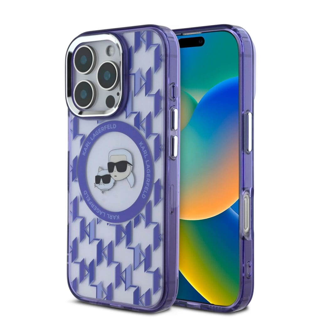 Karl Lagerfeld IML Monogram K&CH Heads MagSafe Purple Kryt iPhone 16 Pro