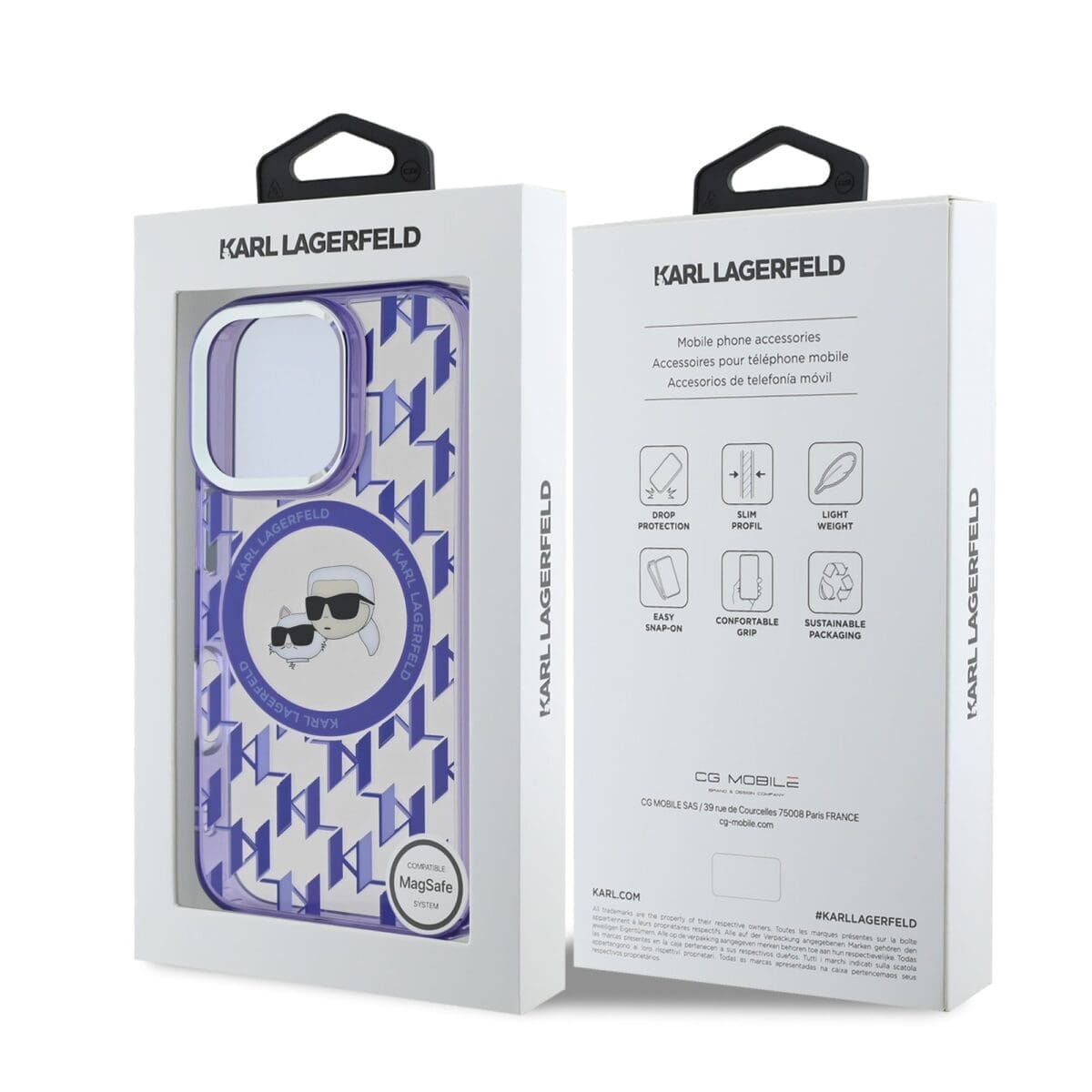 Karl Lagerfeld IML Monogram K&CH Heads MagSafe Purple Kryt iPhone 16 Pro