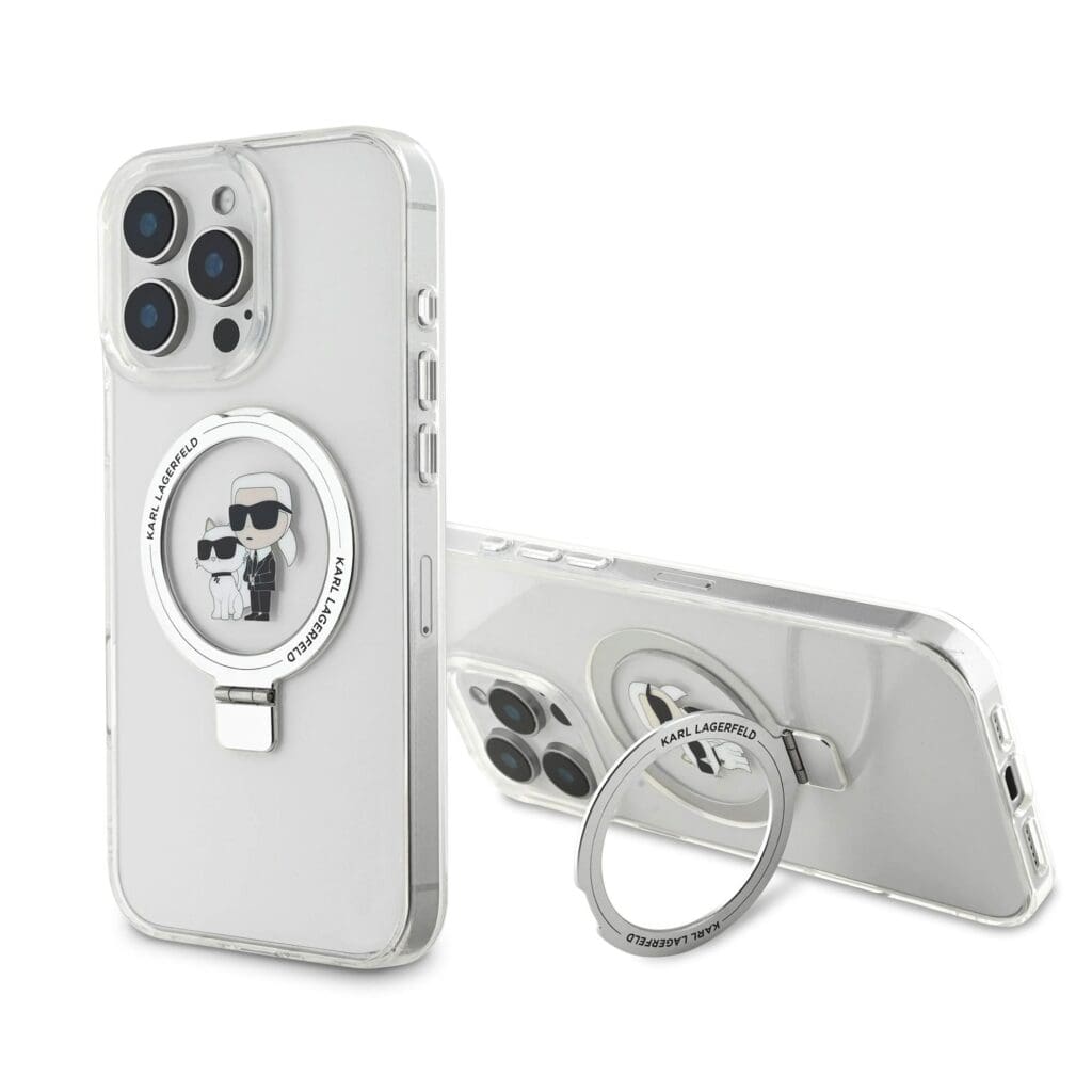 Karl Lagerfeld Ringstand Karl and Choupette MagSafe White Kryt iPhone 16 Pro