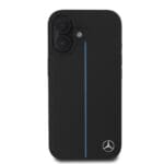 Mercedes Leather Blue Stripe MagSafe Black Kryt iPhone 16