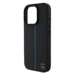 Mercedes Leather Blue Stripe MagSafe Black Kryt iPhone 16 Pro