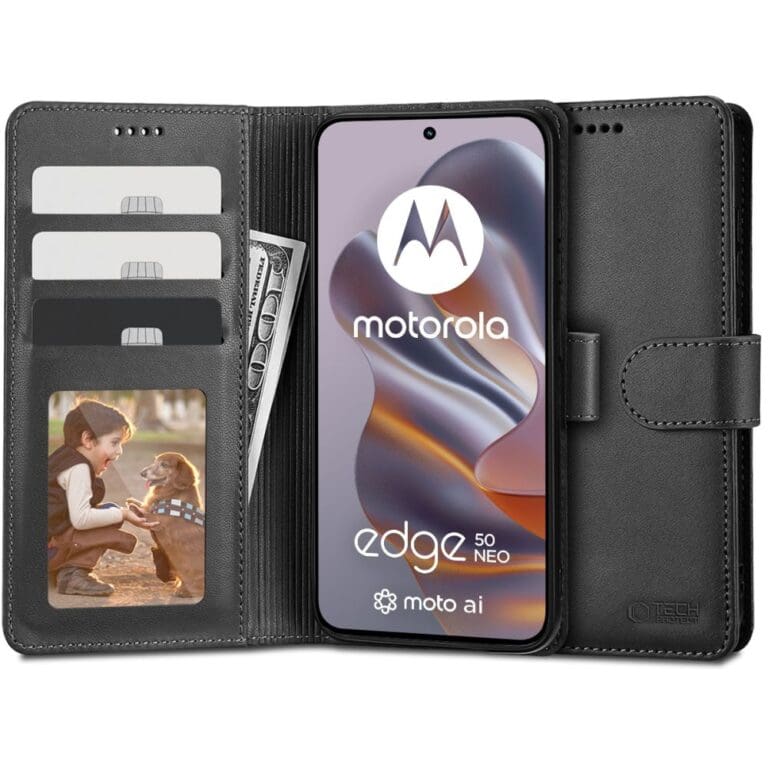 Tech-Protect Wallet Black Kryt Motorola Edge 50 Neo