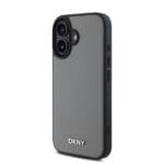 DKNY PU Leather Silver Metal Logo MagSafe Grey Kryt iPhone 16