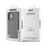 DKNY PU Leather Silver Metal Logo MagSafe Grey Kryt iPhone 16