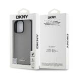 DKNY PU Leather Silver Metal Logo MagSafe Grey Kryt iPhone 16 Pro Max