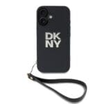 DKNY PU Leather Stack Logo Wrist Strap Black Kryt iPhone 16