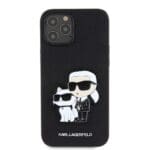 Karl Lagerfeld PU Saffiano Karl and Choupette Black Kryt iPhone 12/12 Pro