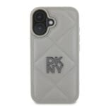 DKNY PU Leather Quilted Stack Logo Grey Kryt iPhone 16 Plus