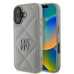 DKNY PU Leather Quilted Stack Logo Grey Kryt iPhone 16 Plus