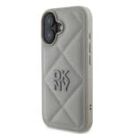 DKNY PU Leather Quilted Stack Logo Grey Kryt iPhone 16 Plus