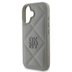 DKNY PU Leather Quilted Stack Logo Grey Kryt iPhone 16 Plus