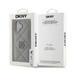 DKNY PU Leather Quilted Stack Logo Grey Kryt iPhone 16 Plus