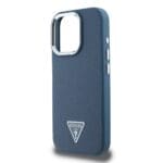 Guess PU Grained Triangle Logo Blue Kryt iPhone 16 Pro