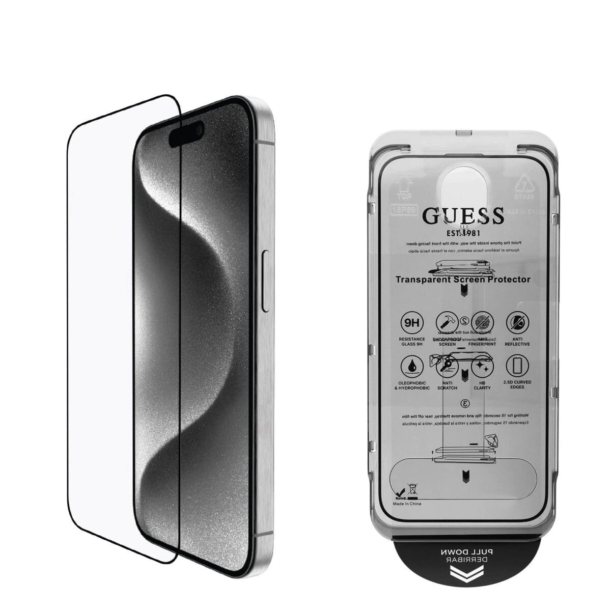 Guess Tempered Glass 2.5D Black iPhone 16 Pro