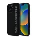 Karl Lagerfeld 3D Rubber Glitter Logo Black Kryt iPhone 16 Pro Max