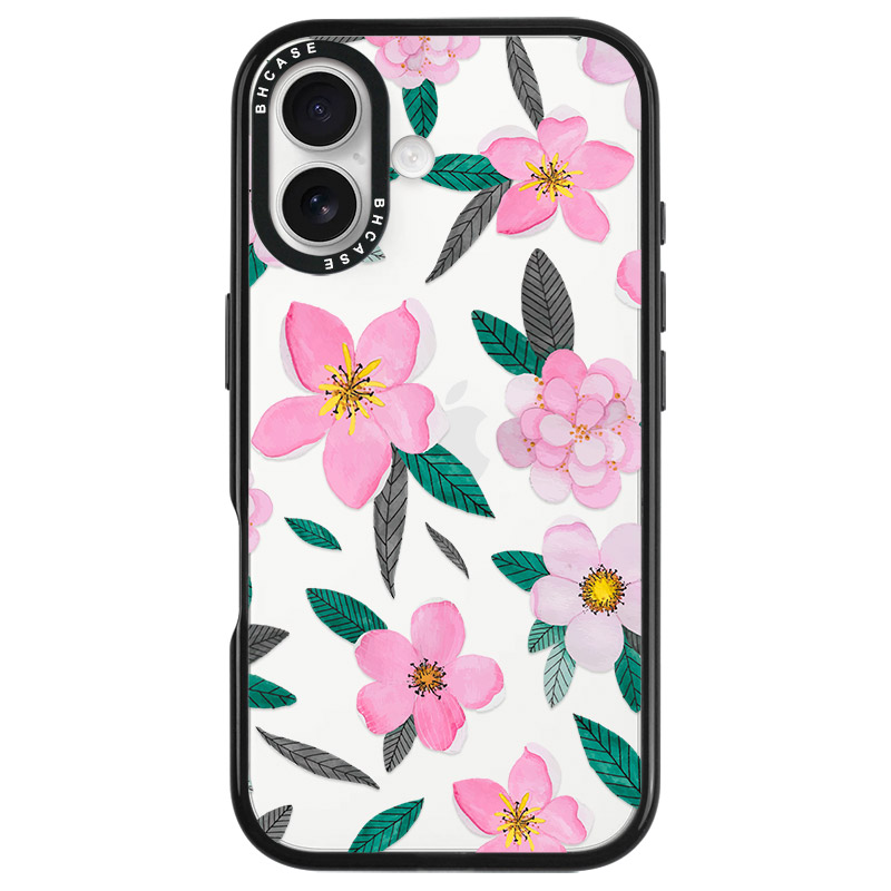 Pink Floral Kryt iPhone 16