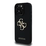 Guess PU Grained 4G Metal Logo Black Kryt iPhone 16 Pro