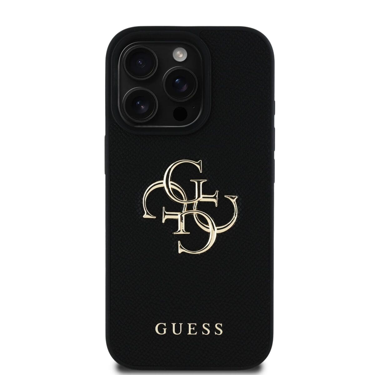 Guess PU Grained 4G Metal Logo Black Kryt iPhone 16 Pro