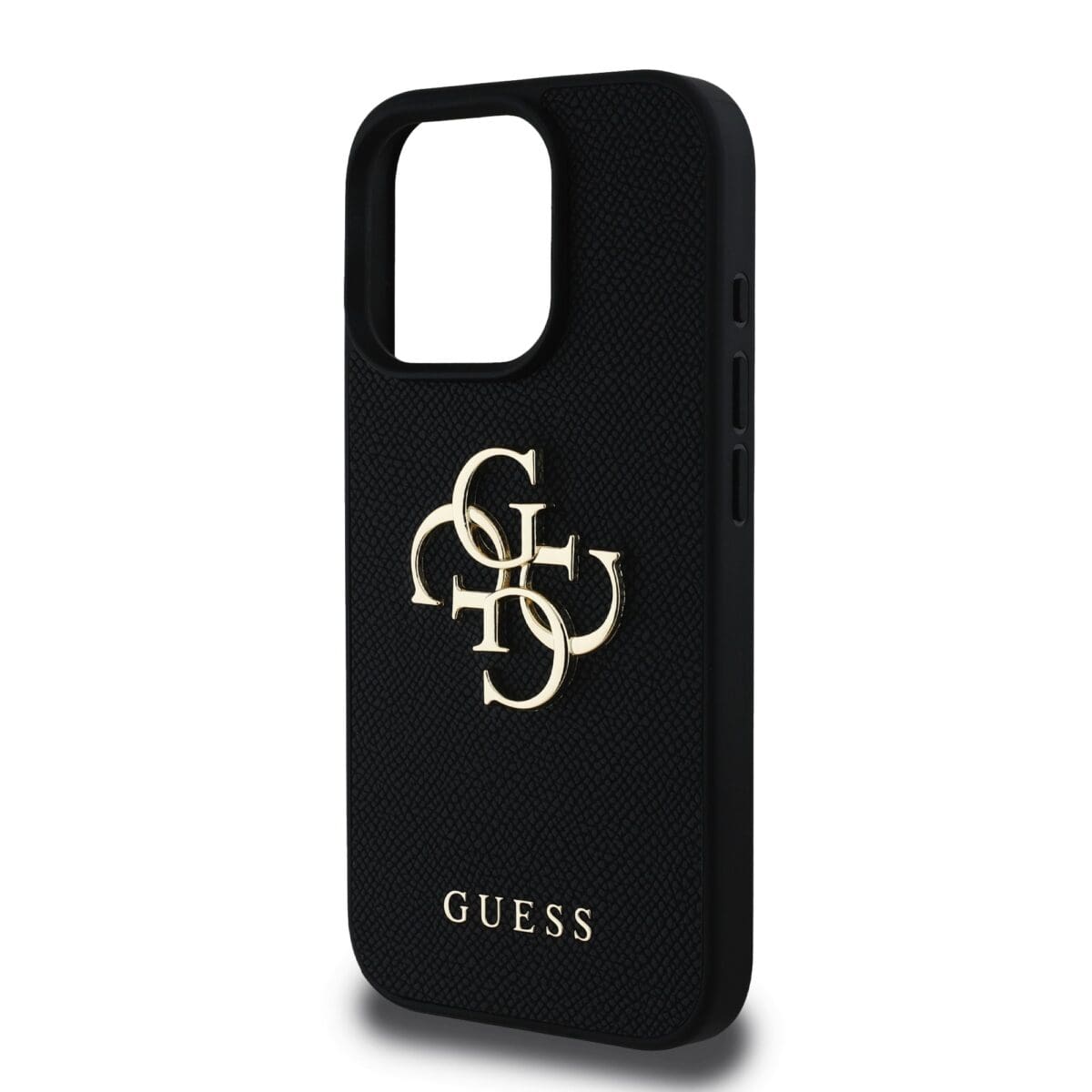 Guess PU Grained 4G Metal Logo Black Kryt iPhone 16 Pro