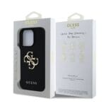 Guess PU Grained 4G Metal Logo Black Kryt iPhone 16 Pro