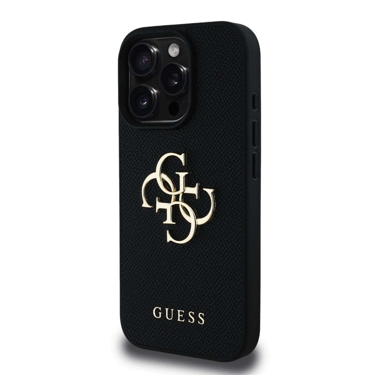 Guess PU Grained 4G Metal Logo Black Kryt iPhone 16 Pro Max