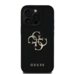 Guess PU Grained 4G Metal Logo Black Kryt iPhone 16 Pro Max