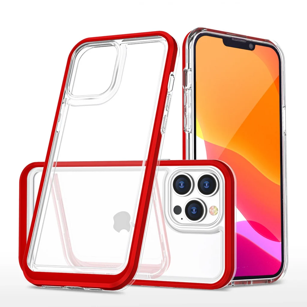 Clear 3in1 Case For Silicone Cover With Frame Red Kryt iPhone 14 Pro Max