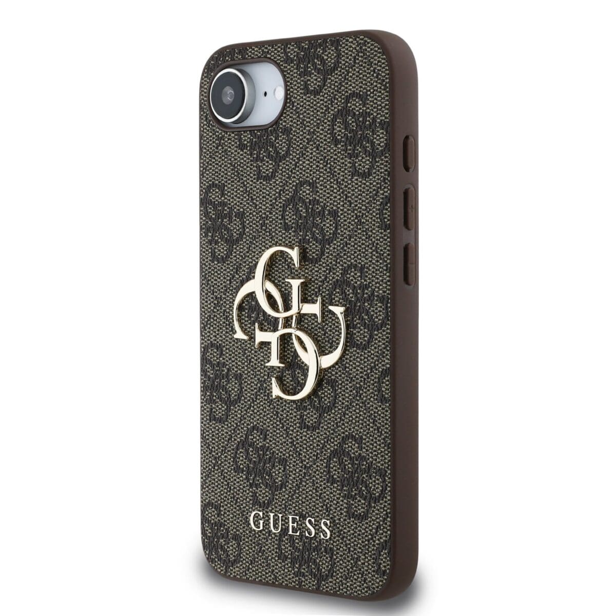 Guess PU 4G Metal Logo Brown Kryt iPhone 16e