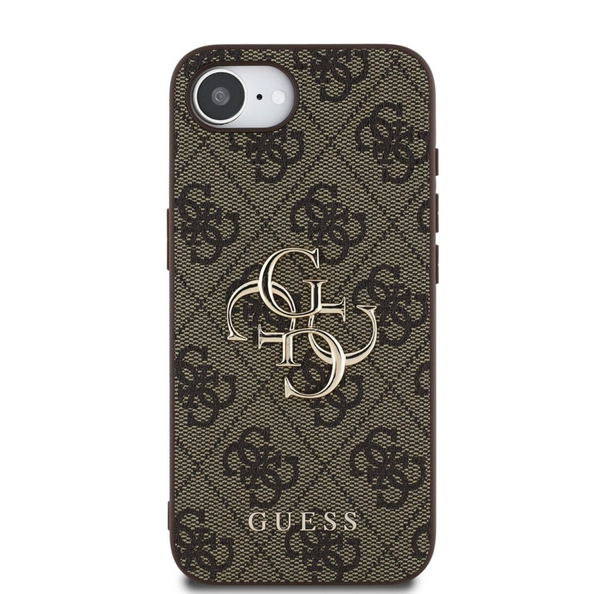 Guess PU 4G Metal Logo Brown Kryt iPhone 16e