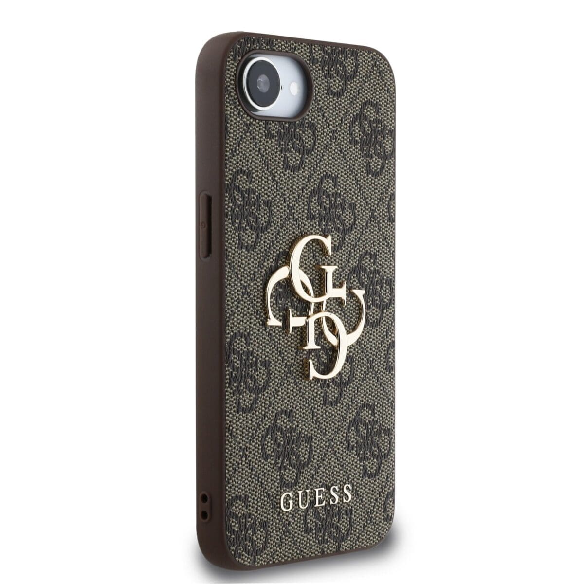 Guess PU 4G Metal Logo Brown Kryt iPhone 16e