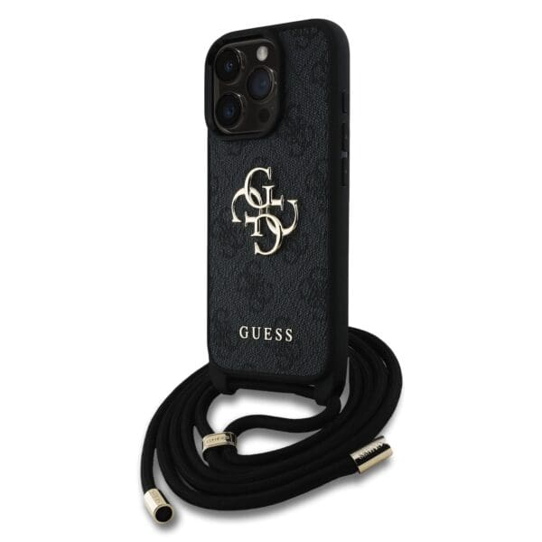 Guess PU 4G Metal Logo Crossbody Black Kryt iPhone 15 Pro