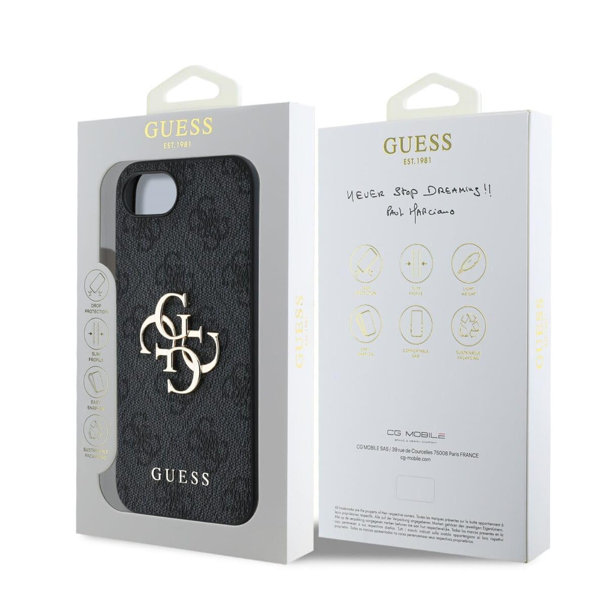 Guess PU 4G Metal Logo Grey Kryt iPhone 16e