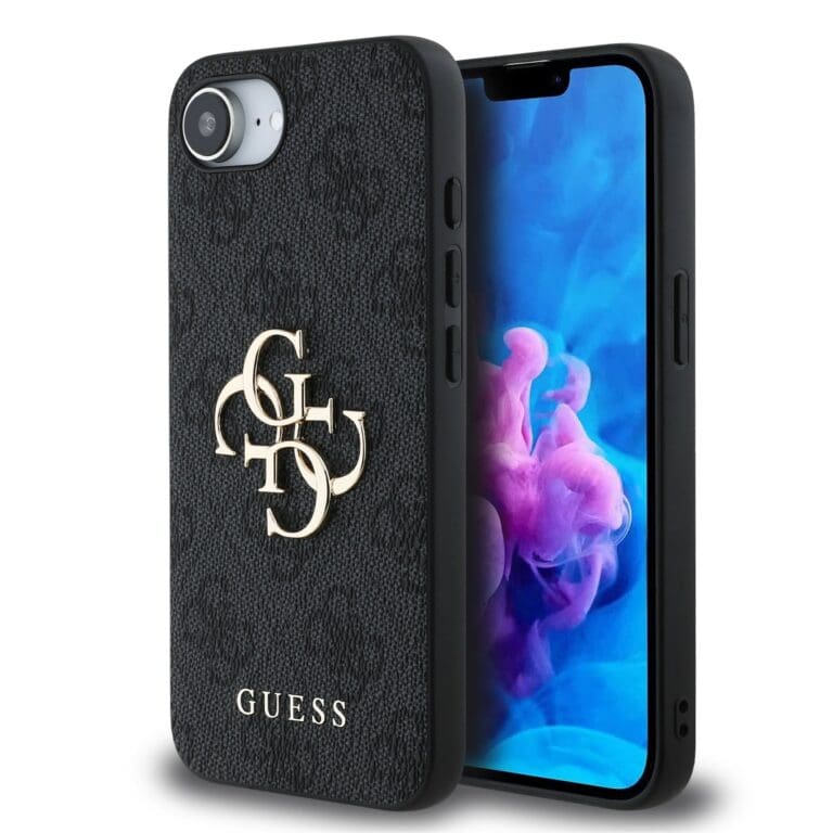 Guess PU 4G Metal Logo Grey Kryt iPhone 16e