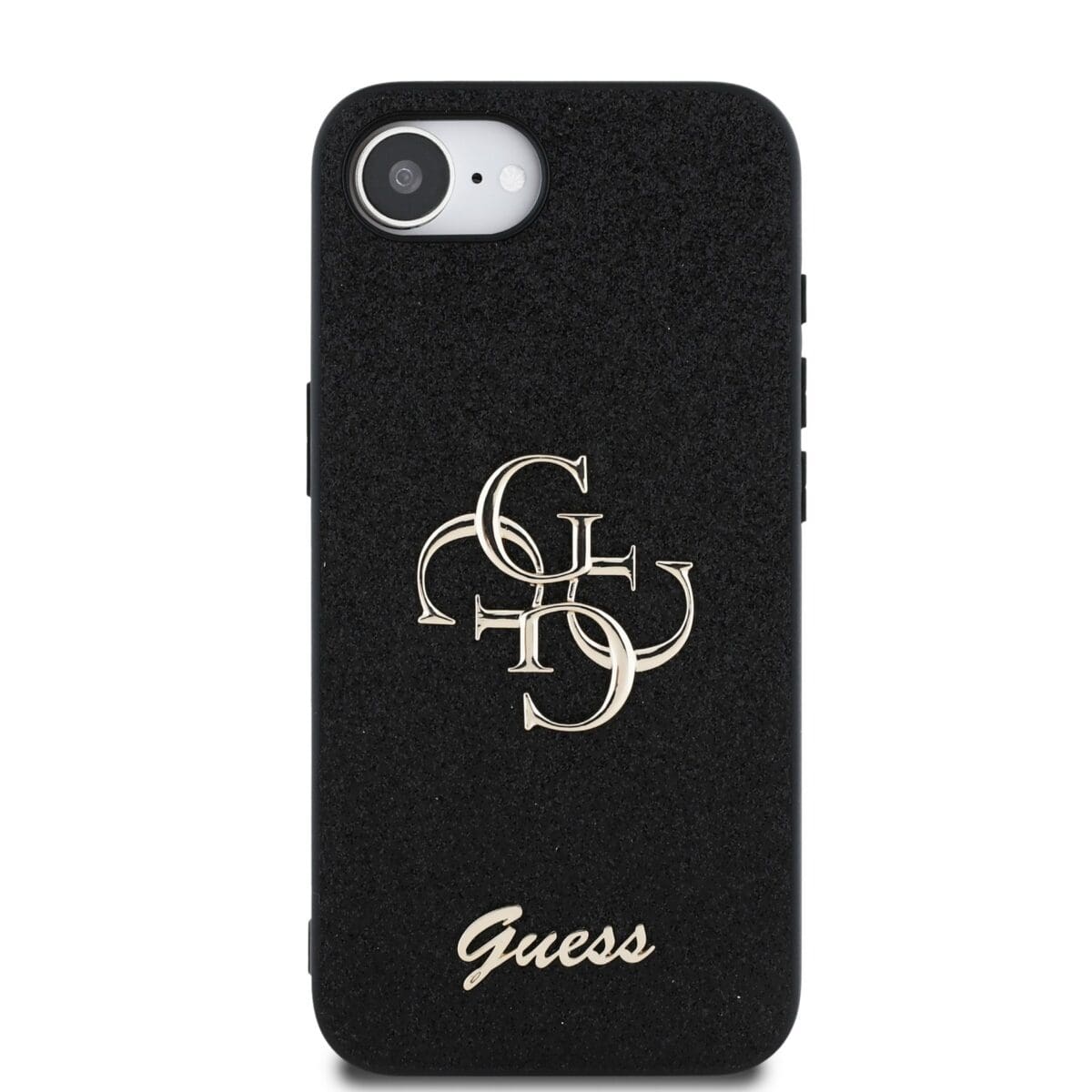 Guess PU Fixed Glitter 4G Metal Logo Black Kryt iPhone 16e