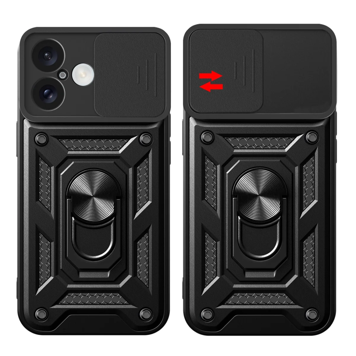 Hybrid Armor Camshield Armored Case With Camera Cover And Stand Black Kryt iPhone 16