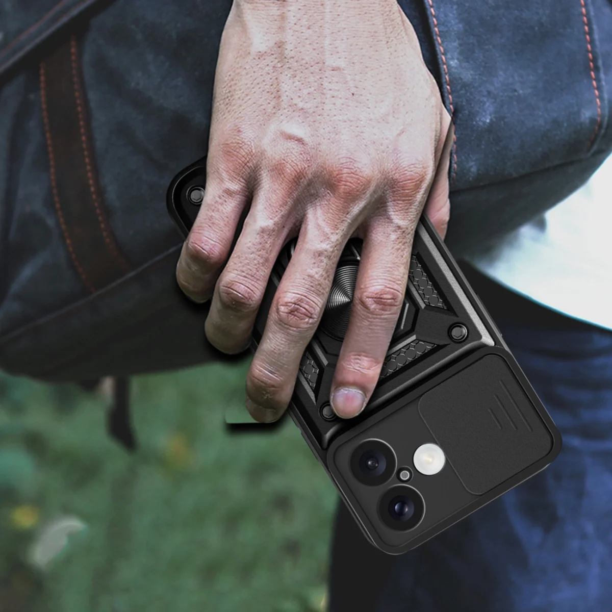 Hybrid Armor Camshield Armored Case With Camera Cover And Stand Black Kryt iPhone 16