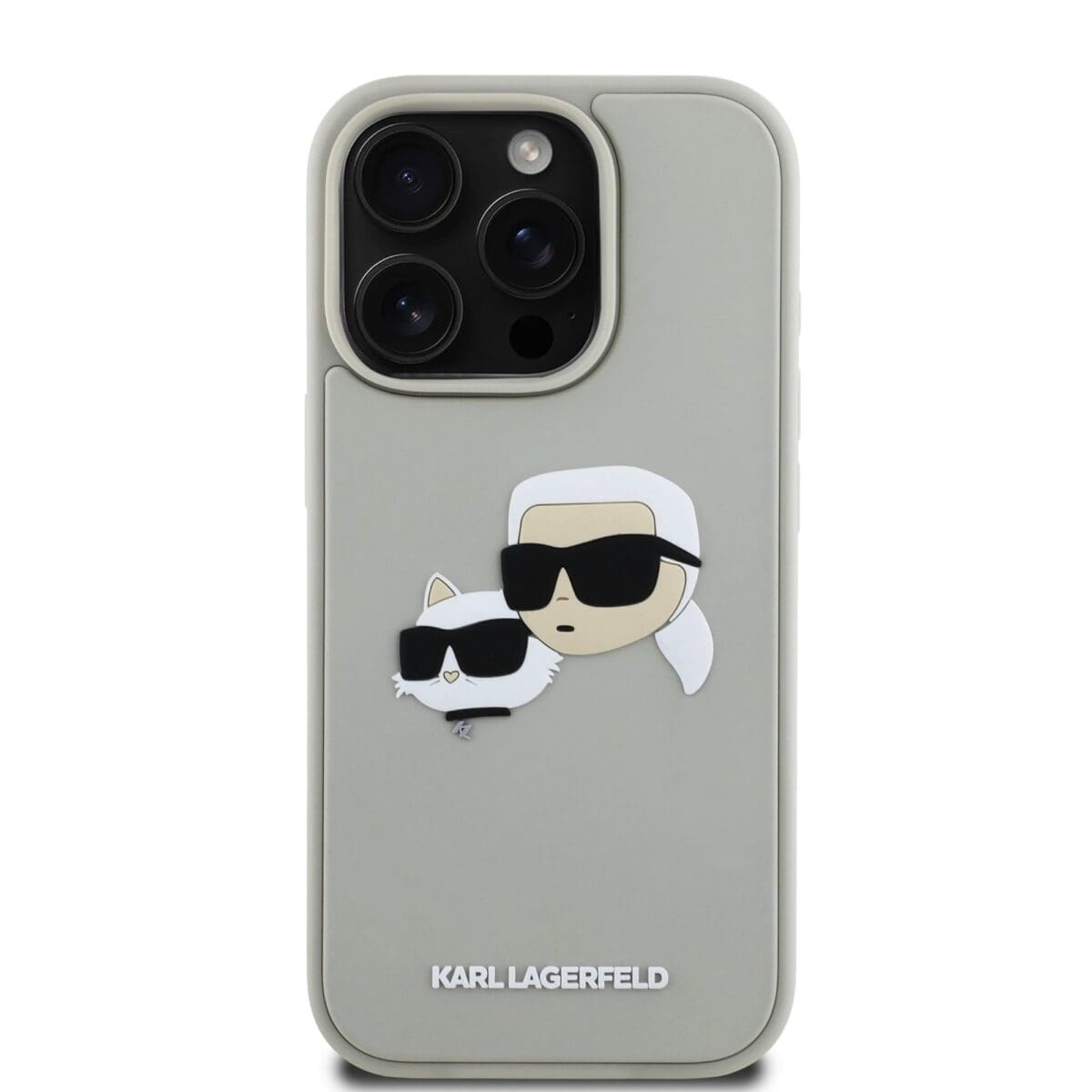Karl Lagerfeld 3D Rubber Double Heads Beige Kryt iPhone 16 Pro