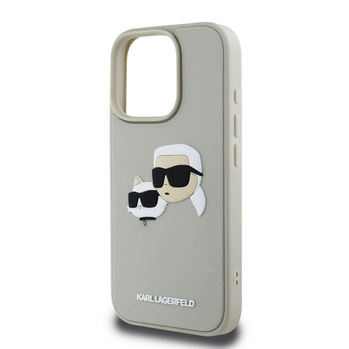 Karl Lagerfeld 3D Rubber Double Heads Beige Kryt iPhone 16 Pro