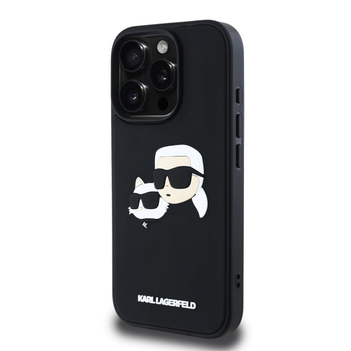 Karl Lagerfeld 3D Rubber Double Heads Black Kryt iPhone 16 Pro
