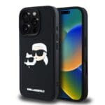 Karl Lagerfeld 3D Rubber Double Heads Black Kryt iPhone 16 Pro