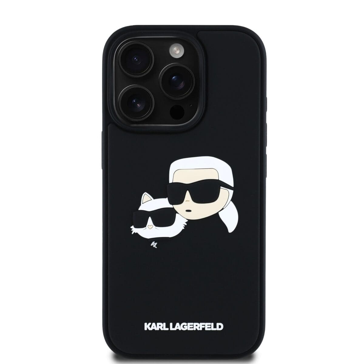 Karl Lagerfeld 3D Rubber Double Heads Black Kryt iPhone 16 Pro